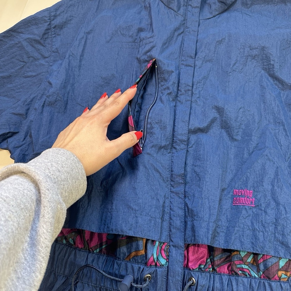 Vtg 90s Moving Comfort Windbreaker Jacket LG Full Zip Drawstring Waist - Picture 11 of 16